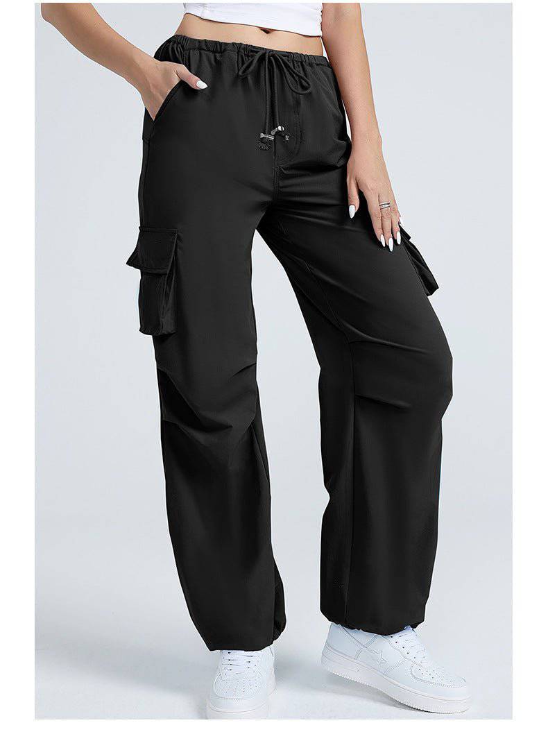 Autumn Retro Wide Leg Women's Pants with Multi-Pocket Design    