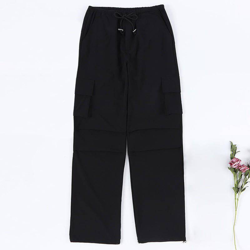 Autumn Retro Wide Leg Women's Pants with Multi-Pocket Design    