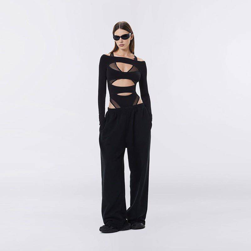 Autumn Trend Long Sleeve Hollow Out Jumpsuit for Women    