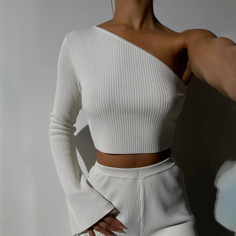 Autumn Winter One-Shoulder Backless Long Sleeve Top    