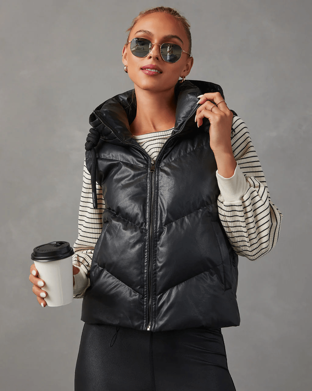 Autumn Winter Women's Sleeveless Hooded Down Vest with Double Pockets    