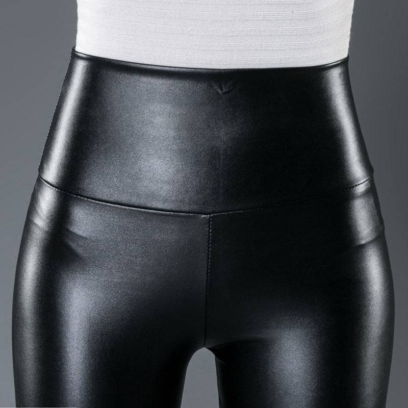 Autumn Women's Plus Size High Waist Faux Leather Shorts    