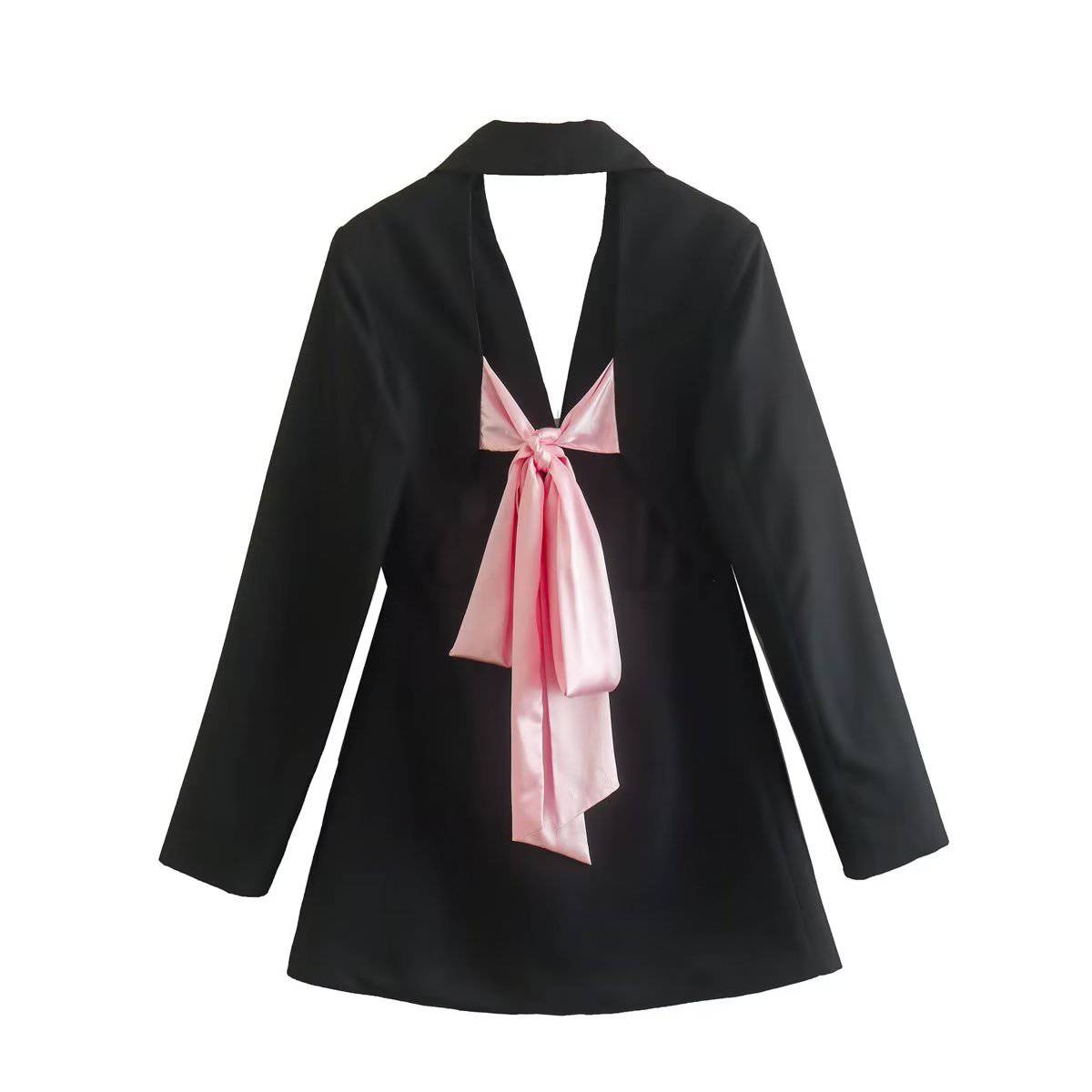 Backless Bow Dress Black Blazer for Autumn/Winter Women's Collection by Zaura    