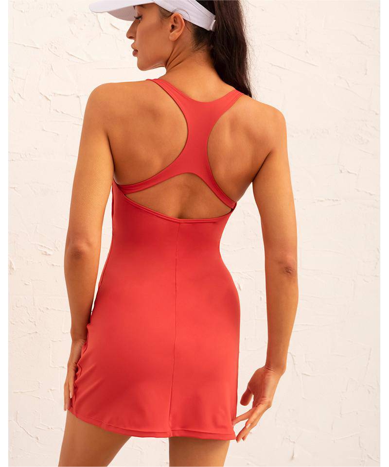 Backless Yoga Dress with Slim Fit and Chest Pad    