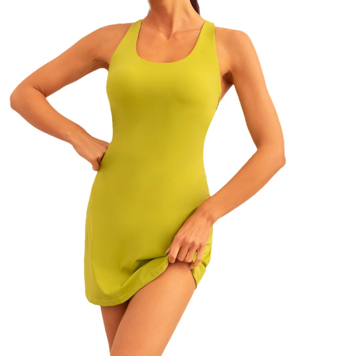 Backless Yoga Dress with Slim Fit and Chest Pad    