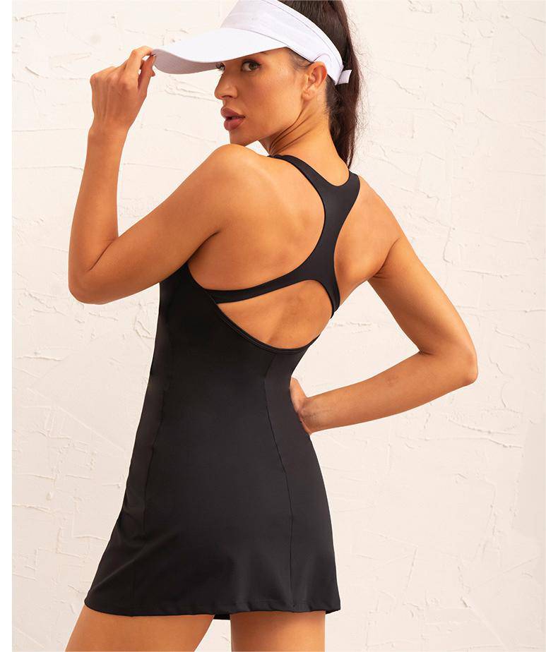 Backless Yoga Dress with Slim Fit and Chest Pad    