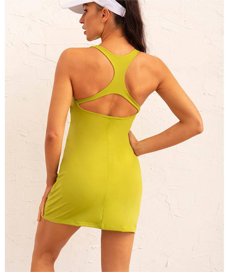 Backless Yoga Dress with Slim Fit and Chest Pad    