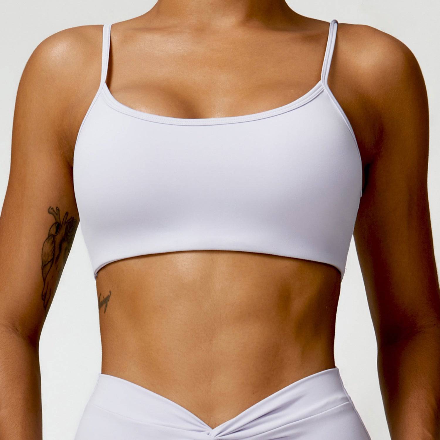 Beautiful Twisted Back Yoga Bra with Push-Up Effect  S Light gray purple 