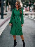 Belted Ruffle Shirt Dress for Women    