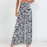 Bohemian Tropical Print High Waist Wide Leg Pants for Women    