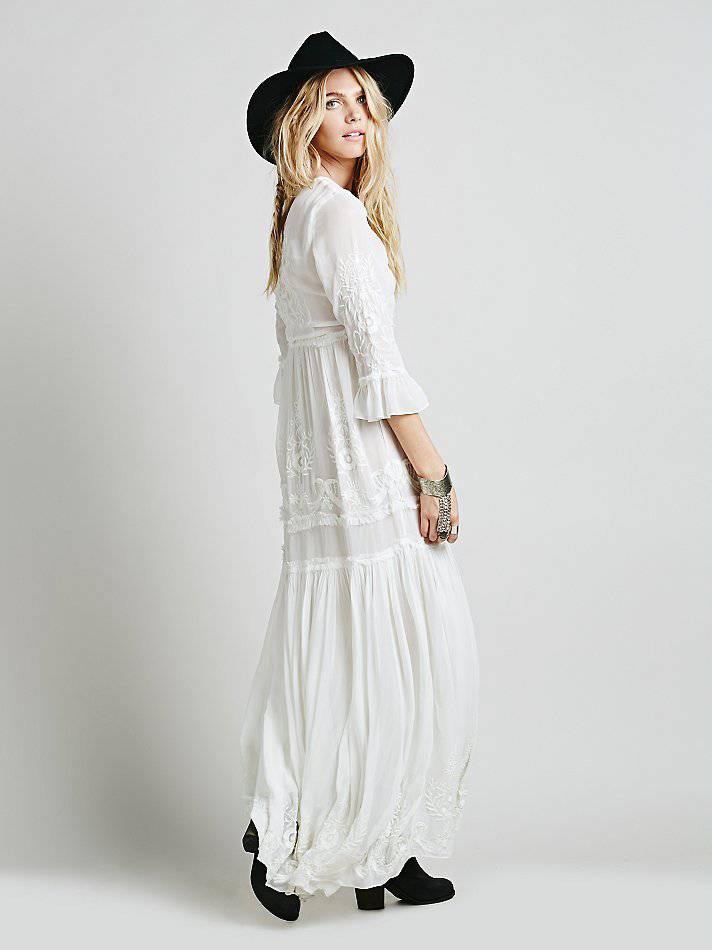 Boho Chic Embroidered Maxi Dress for Women    