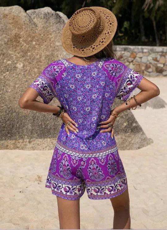 Boho Chic Floral Print Vacation Jumpsuit    