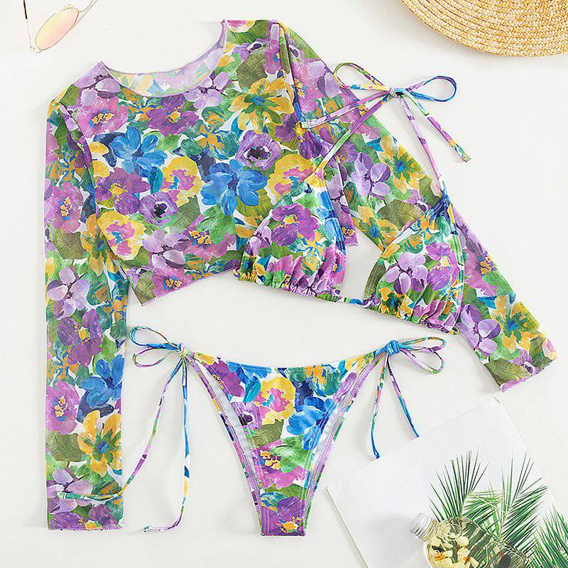 Boho Chic Long Sleeve Two Piece Swimsuit    