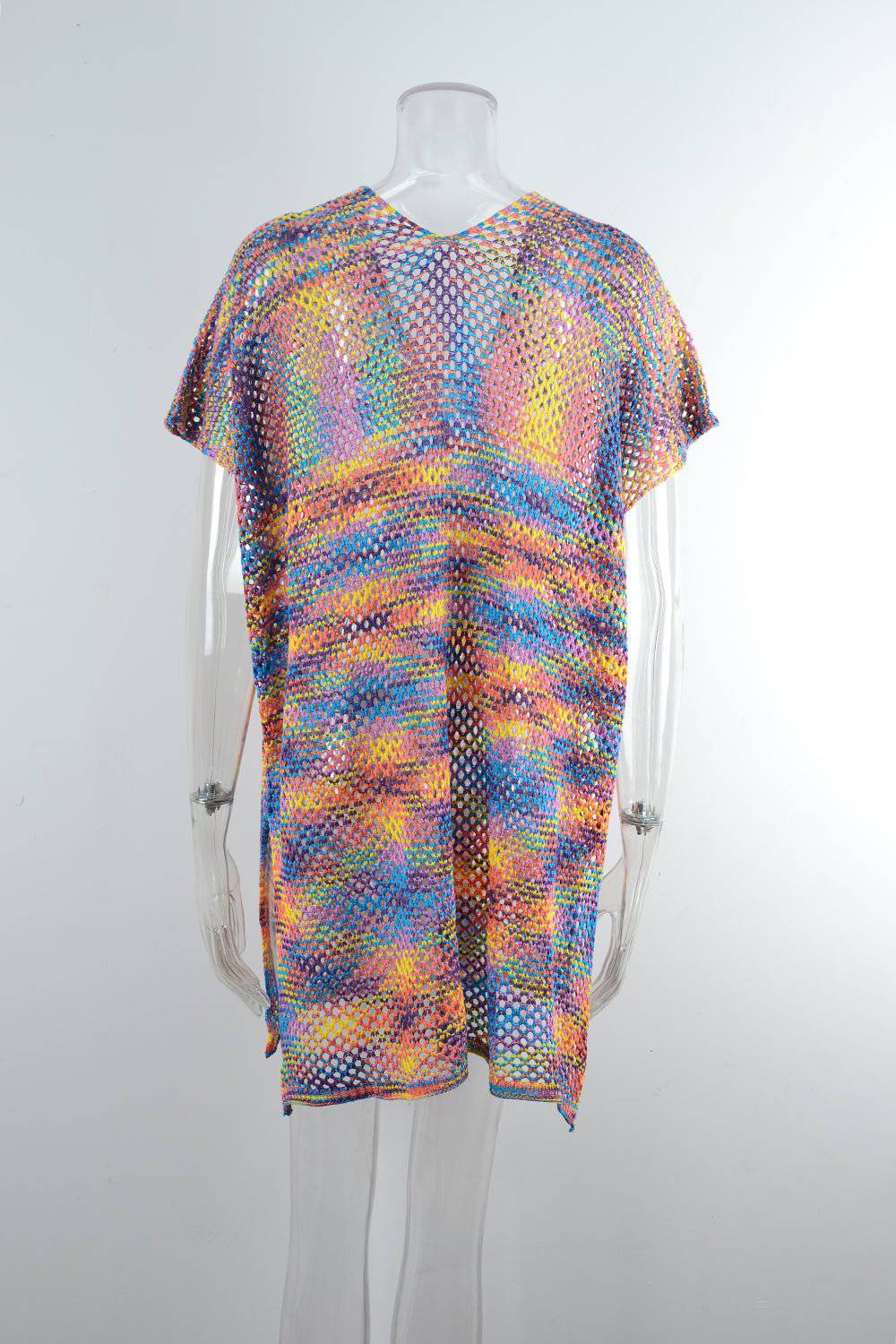 Boho Rainbow Stitching Beach Blouse    