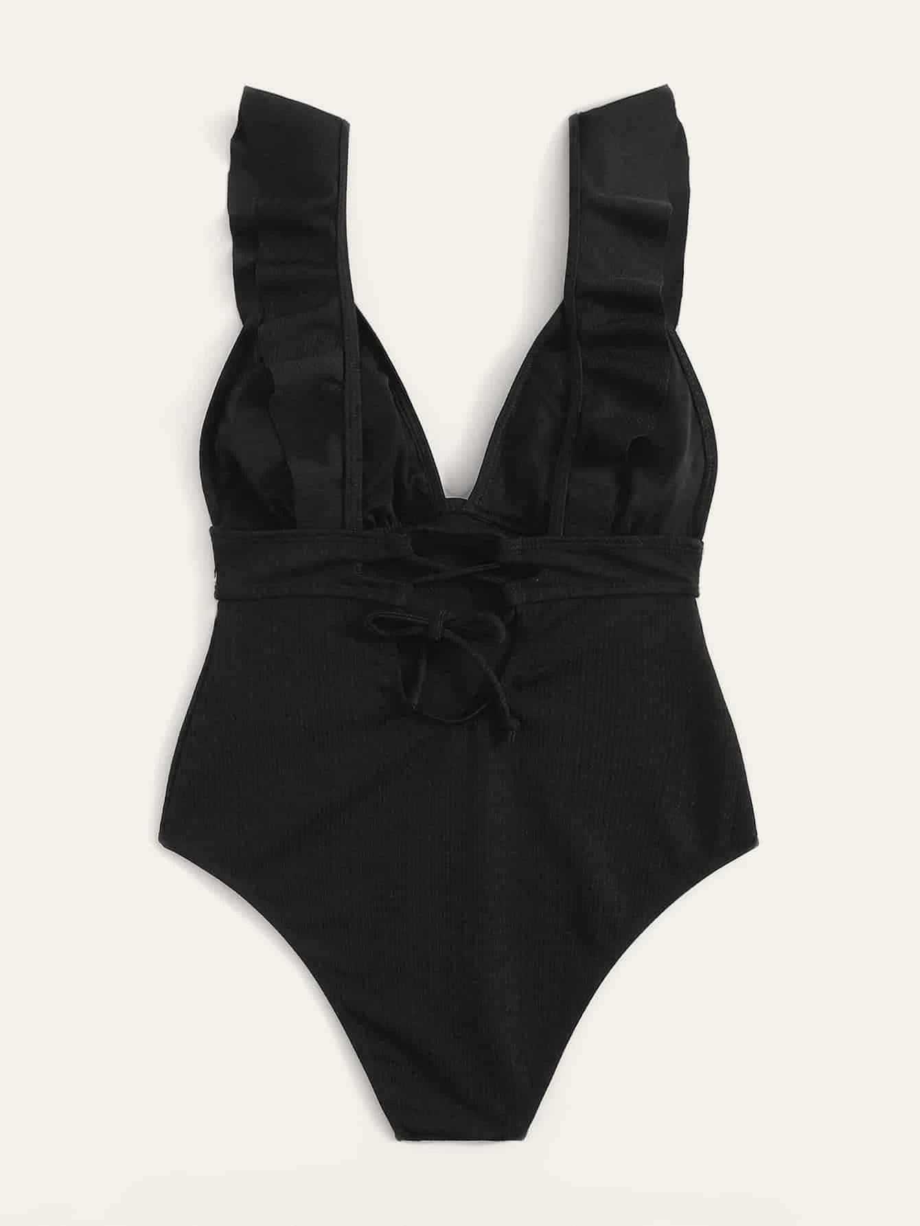 Bold and Elegant Backless One Piece Swimsuit  S Black 