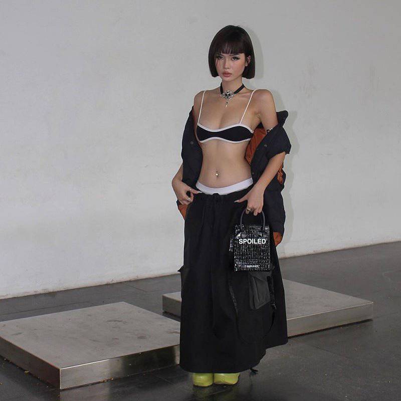 Bold Color Contrast Slim-Fit Suspender Vest for Women    