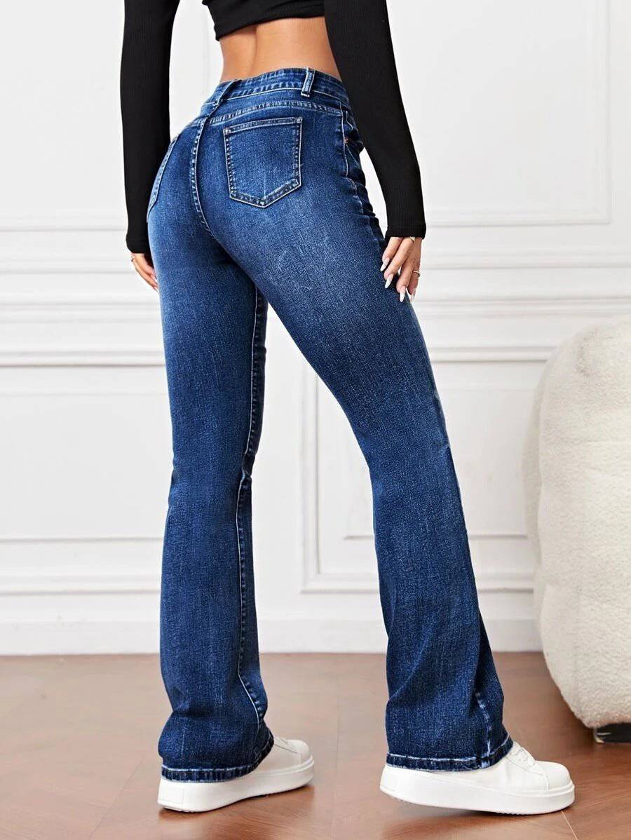 Bootcut Denim Trousers with Slim Fit for Women    