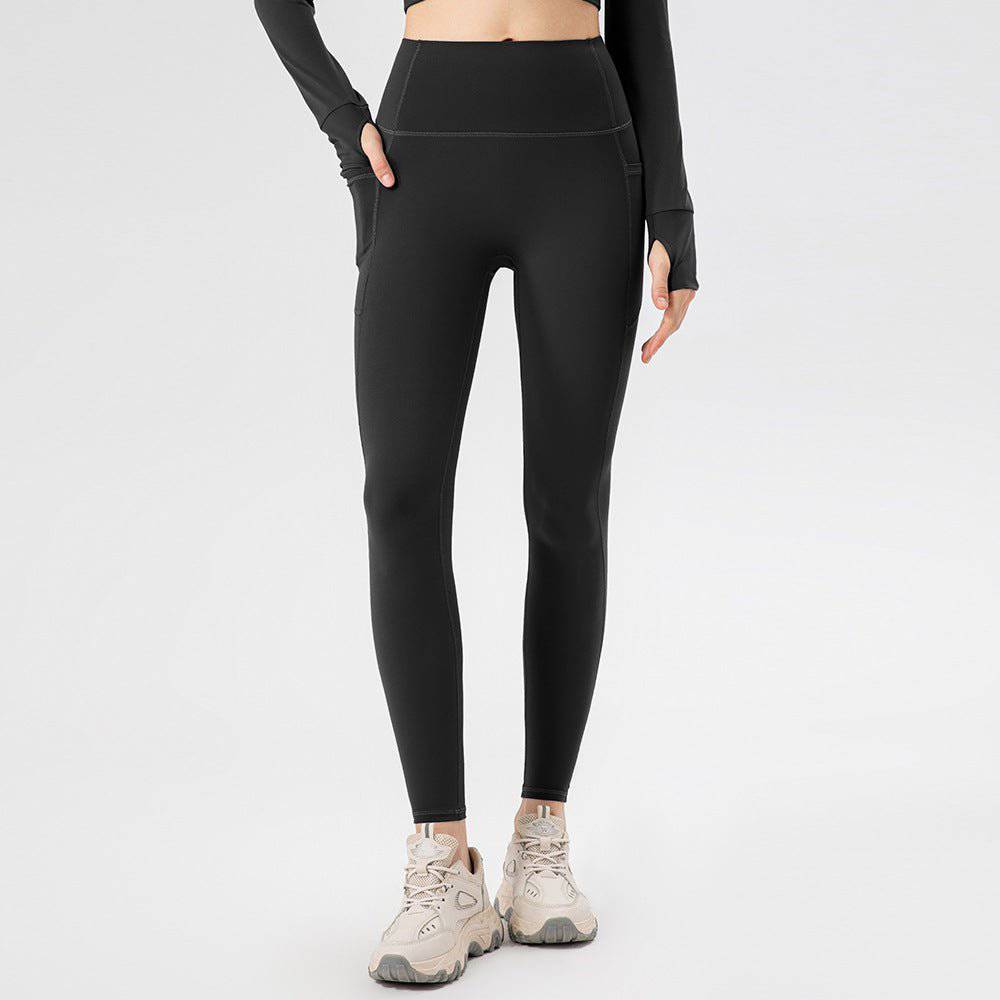 Breathable High-Waisted Sun-Proof Yoga Pants with Belly Support  S Black 