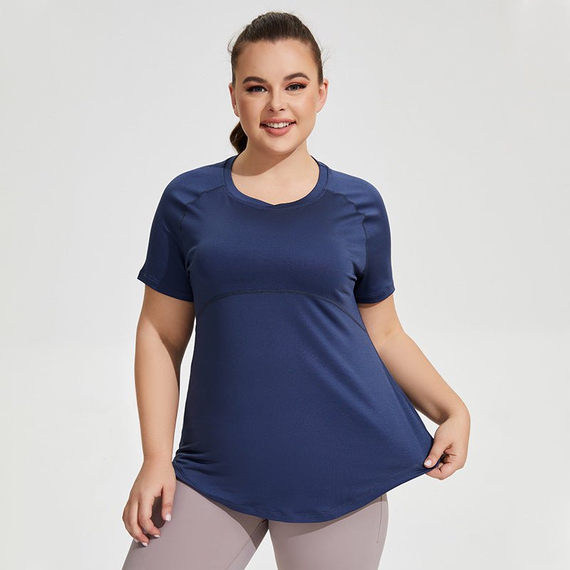 Breathable Mesh Back Plus Size Yoga Top for Active Women  欧美1XL Prussian Blue 
