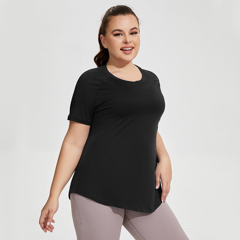 Breathable Mesh Back Plus Size Yoga Top for Active Women  欧美1XL Black 