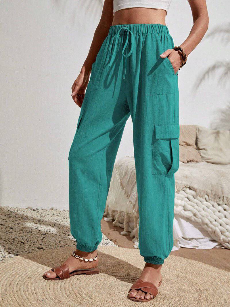 Cargo Women's Spring/Summer Casual Pants with Pockets  S Green 