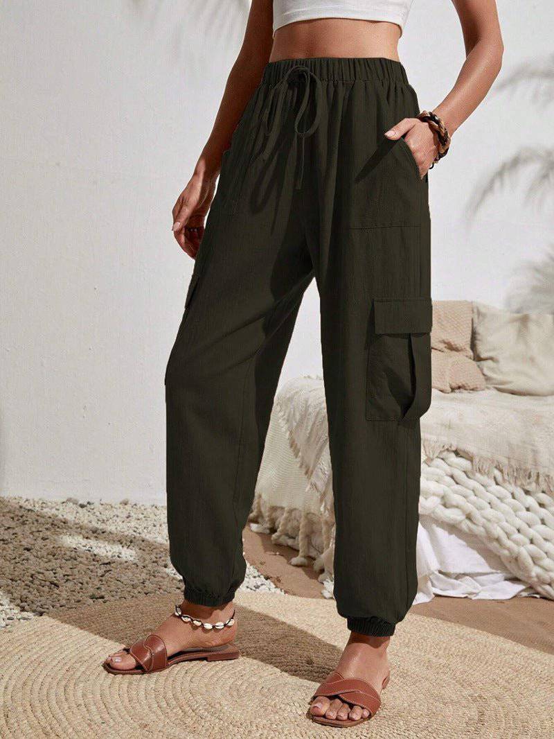 Cargo Women's Spring/Summer Casual Pants with Pockets  S Army Green 