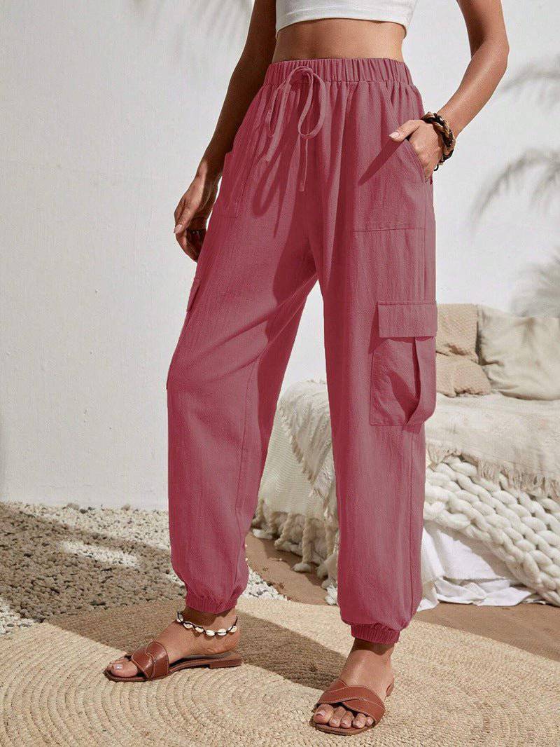 Cargo Women's Spring/Summer Casual Pants with Pockets  S Pink 