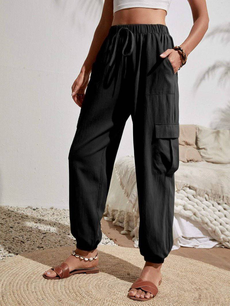 Cargo Women's Spring/Summer Casual Pants with Pockets  S Black 