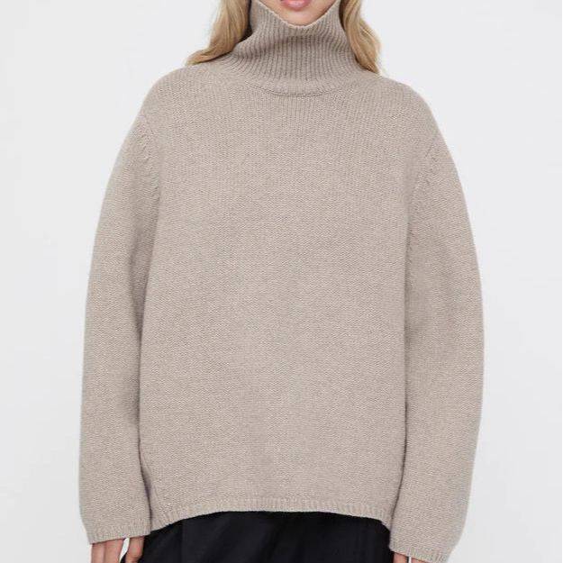 Casual 50% Wool Turtleneck Sweater for Women    