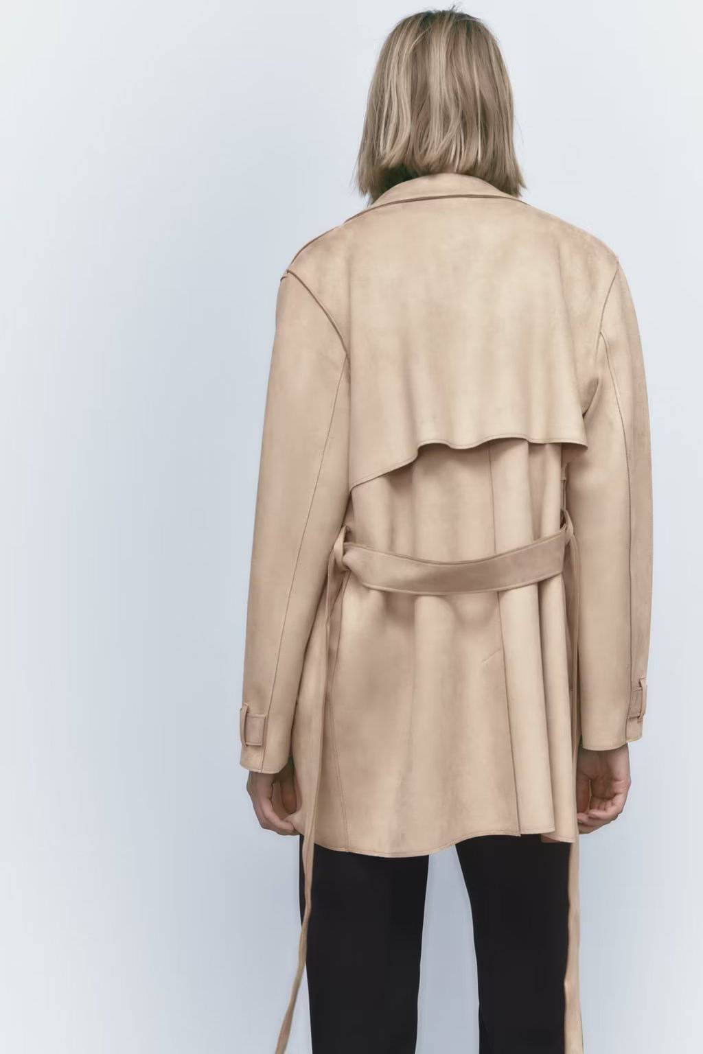 Chic and Cozy Autumn Suede Texture Trench Coat for Women    