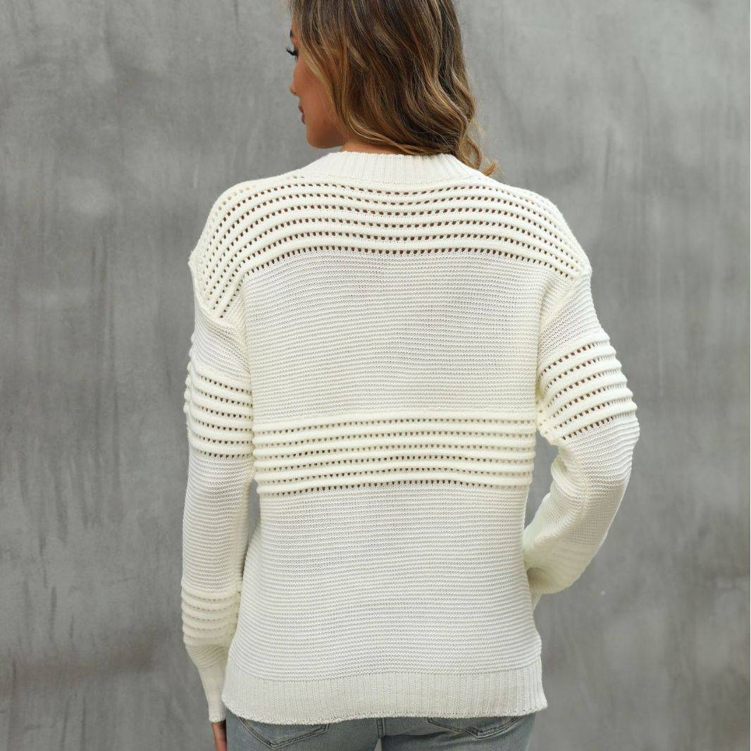 Chic Hollow Out Long-Sleeved Pullover Sweater    