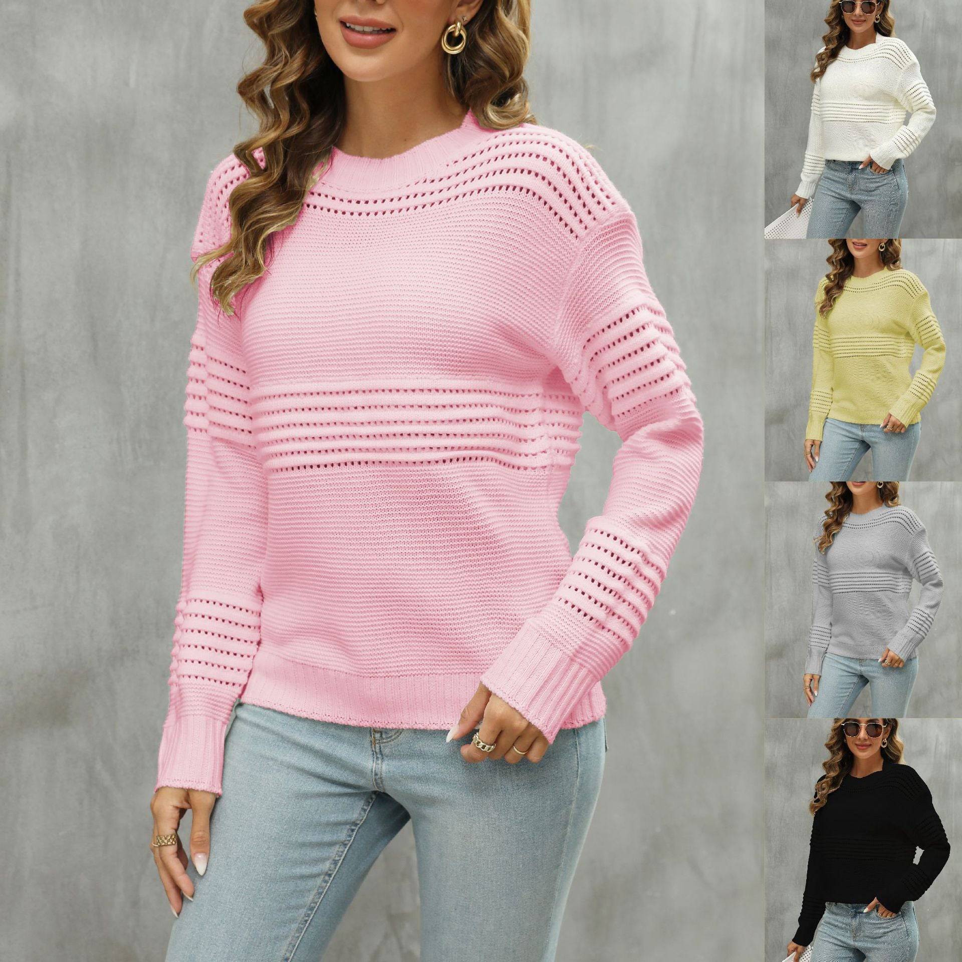 Chic Hollow Out Long-Sleeved Pullover Sweater    