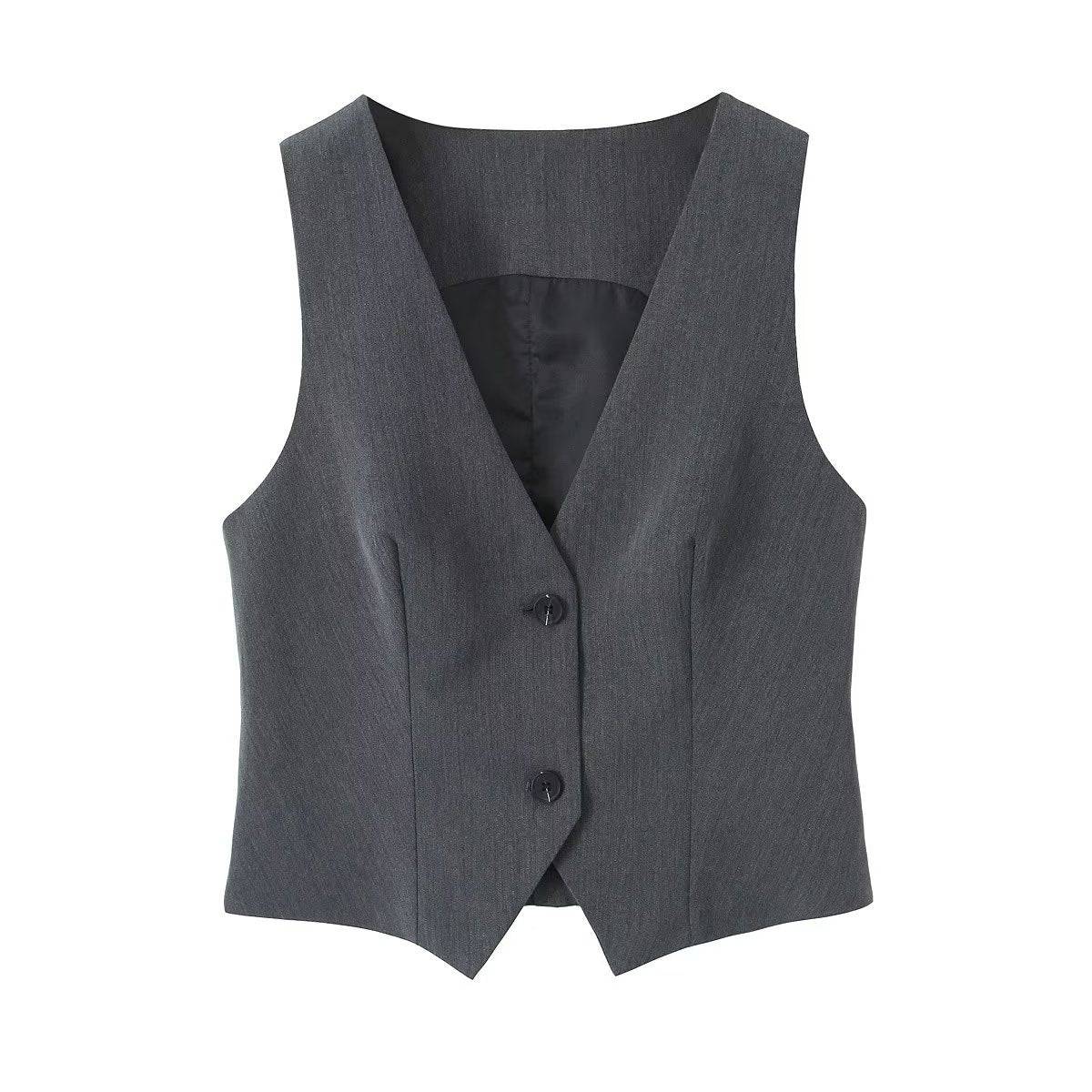 Chic Sleeveless Cotton Vest Jacket for Women's Summer Style    