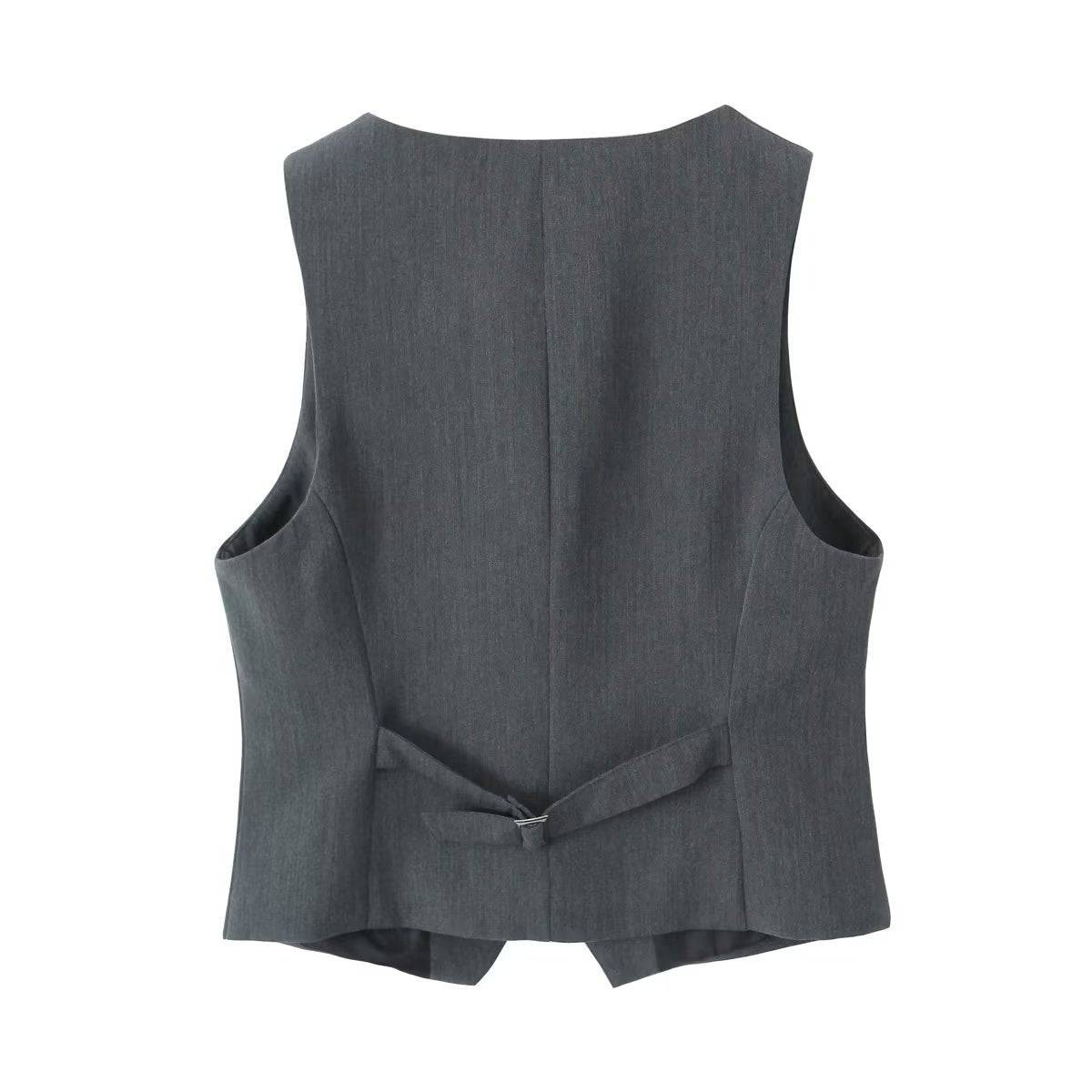 Chic Sleeveless Cotton Vest Jacket for Women's Summer Style    