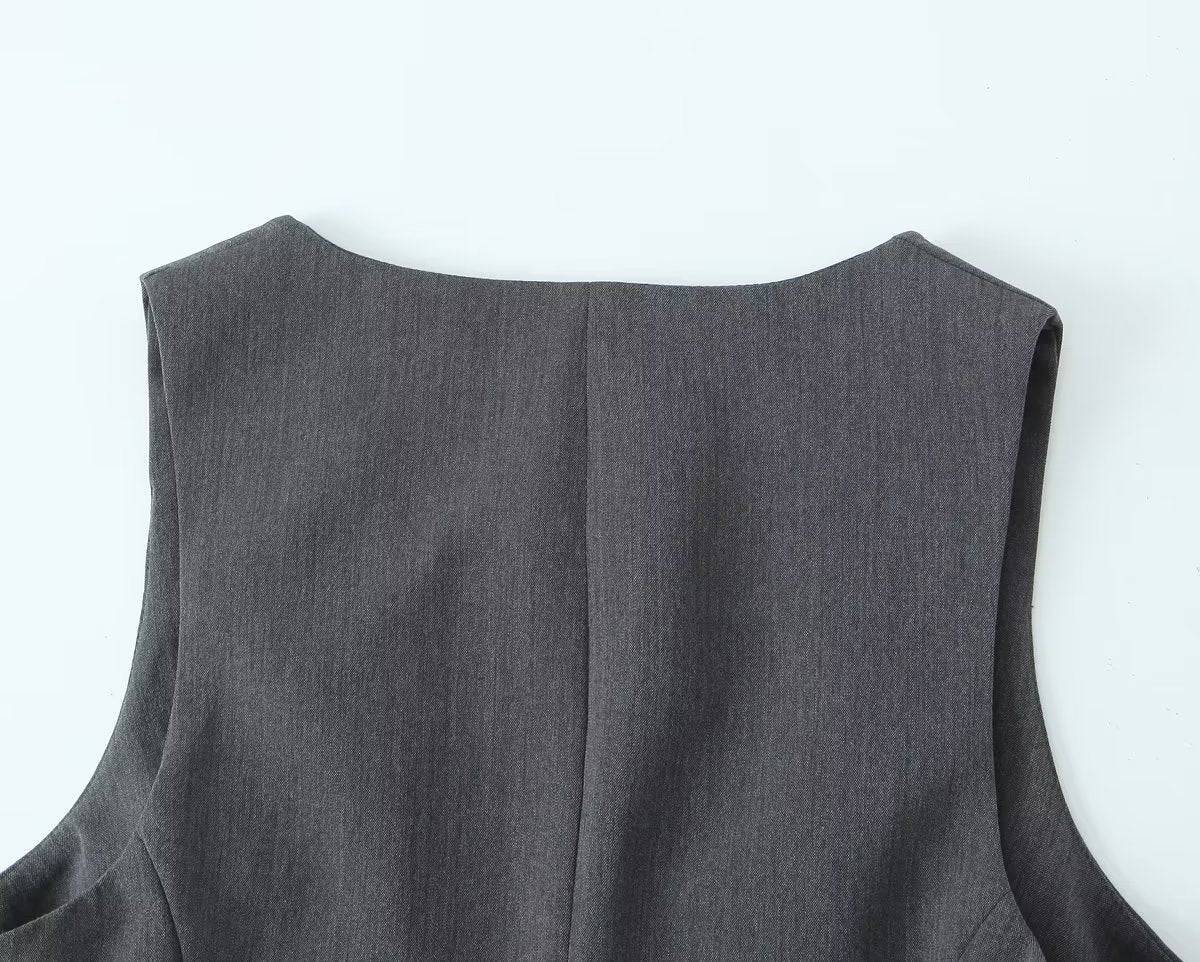 Chic Sleeveless Cotton Vest Jacket for Women's Summer Style    