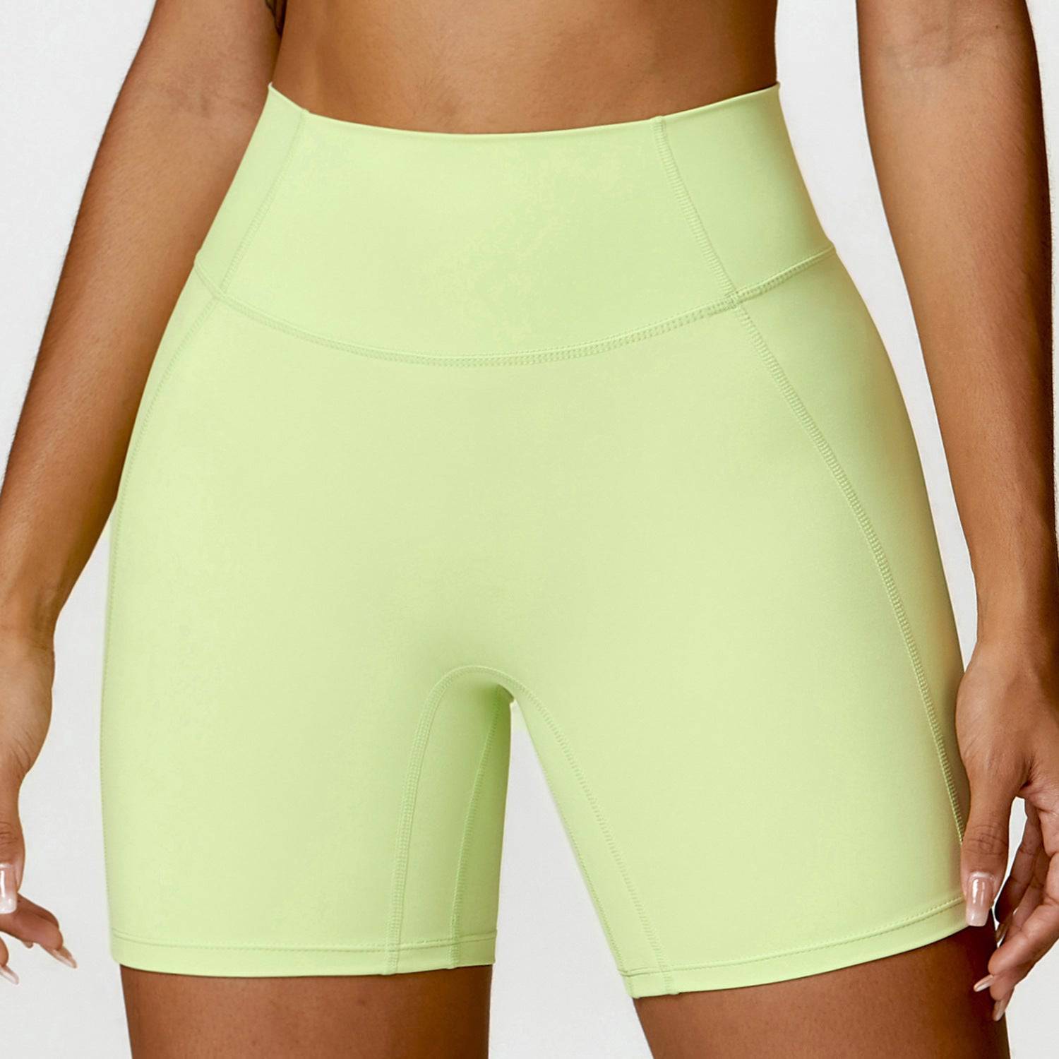 Cloud Sensation High Waist Yoga Shorts for Women - Breathable and Slimming  S Light Yellow Green 