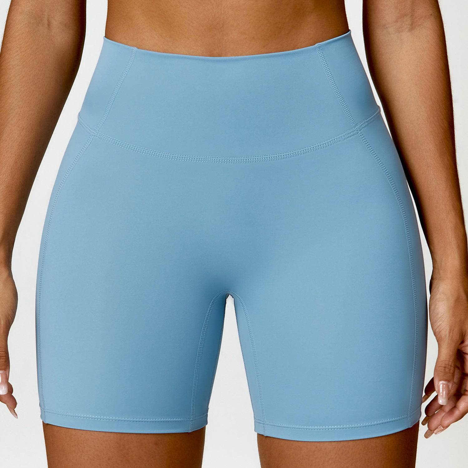 Cloud Sensation High Waist Yoga Shorts for Women - Breathable and Slimming  S Haze Blue 