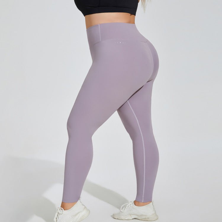 Monet Purple Cloud Sense seamless high-waist plus size yoga pants, perfect for a stylish workout