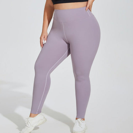 Monet Purple Cloud Sense seamless high-waist plus size yoga pants, perfect for a stylish workout