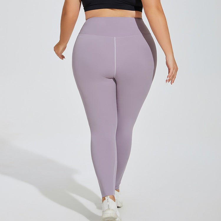 Monet Purple Cloud Sense seamless high-waist plus size yoga pants, perfect for a stylish workout