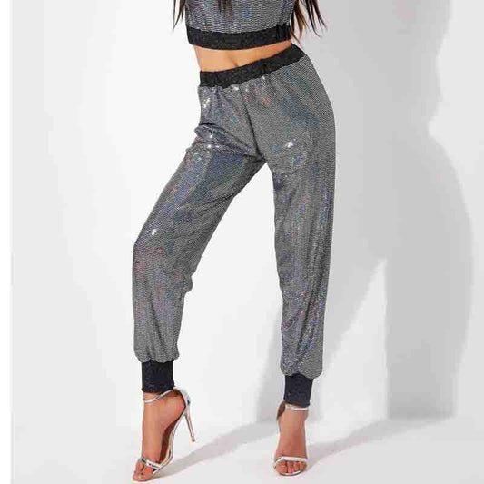 Colorful Sequin Ankle-Tied Elastic Waist Women's Sweatpants    