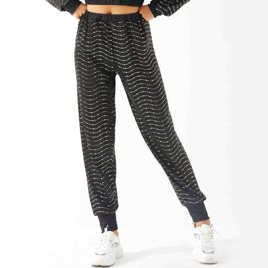 Colorful Sequin Ankle-Tied Elastic Waist Women's Sweatpants    