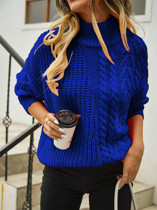 Comfortable and Stylish Mock Neck Cable Knit Sweater for Women    