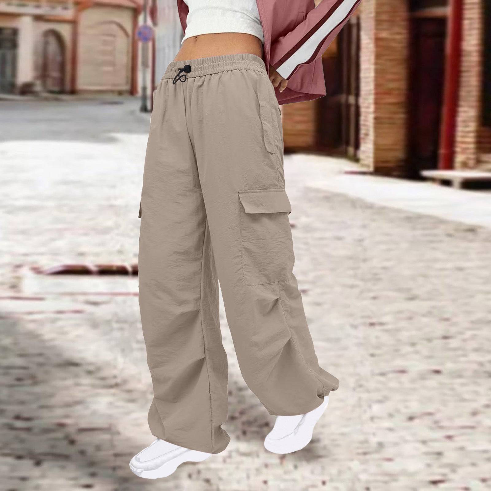 Comfortable and Stylish Women's Nylon Cargo Pants with Multiple Pockets    