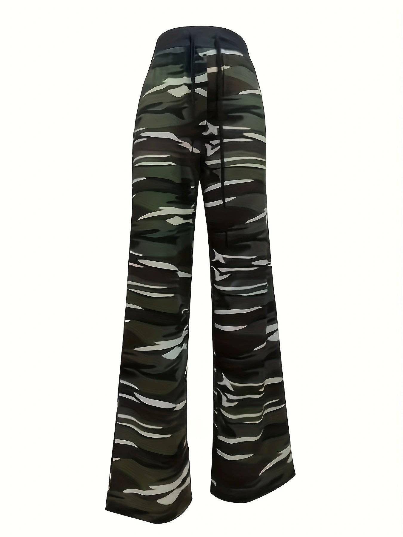 Comfortable Camouflage Print Wide Leg Pajama Pants    