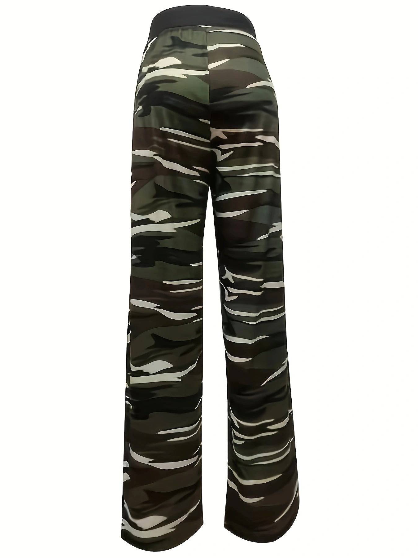 Comfortable Camouflage Print Wide Leg Pajama Pants    