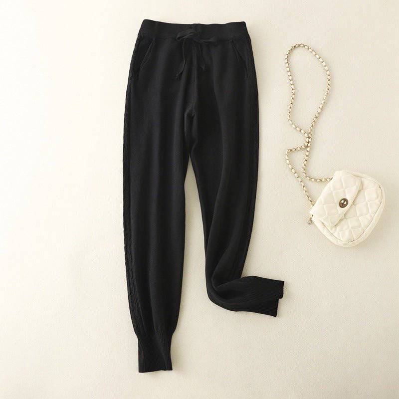 Comfortable High-Rise Jersey Harem Pants for Plus Size Women  One Size Black 