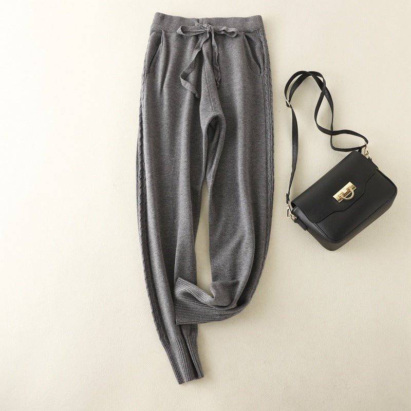 Comfortable High-Rise Jersey Harem Pants for Plus Size Women  One Size Gray 