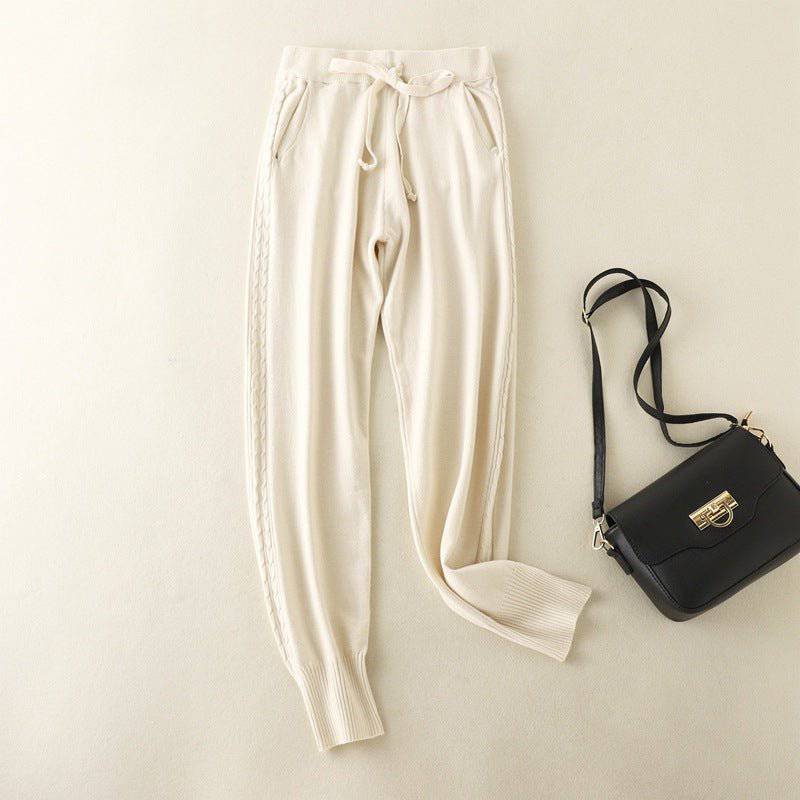 Comfortable High-Rise Jersey Harem Pants for Plus Size Women  One Size Apricot 