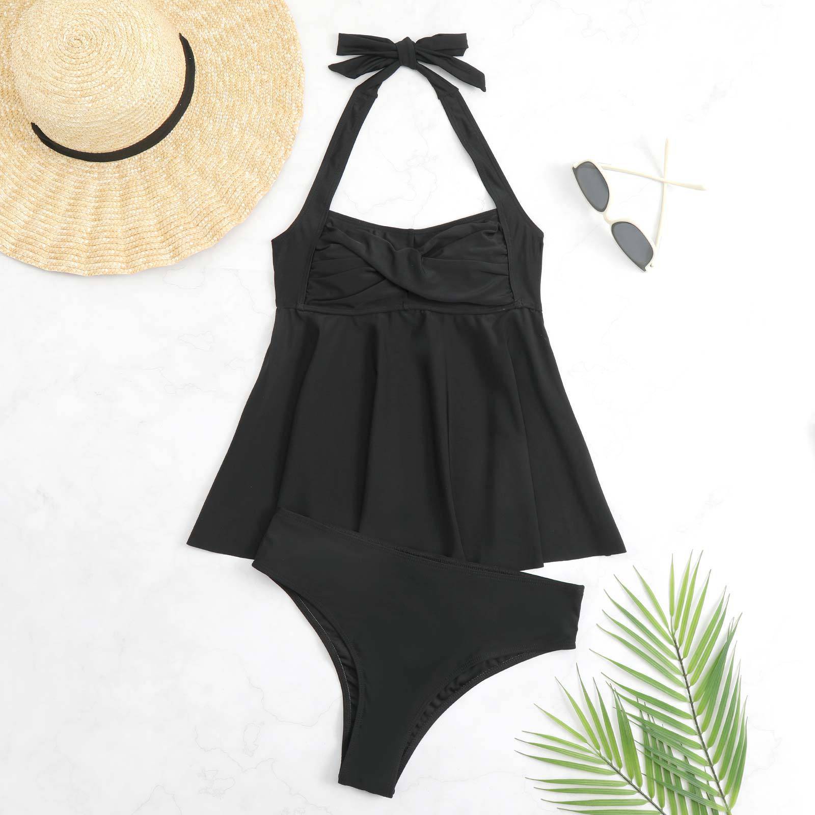 Confidence-Boosting Boho One-Piece Swimsuit for Women  S Black 